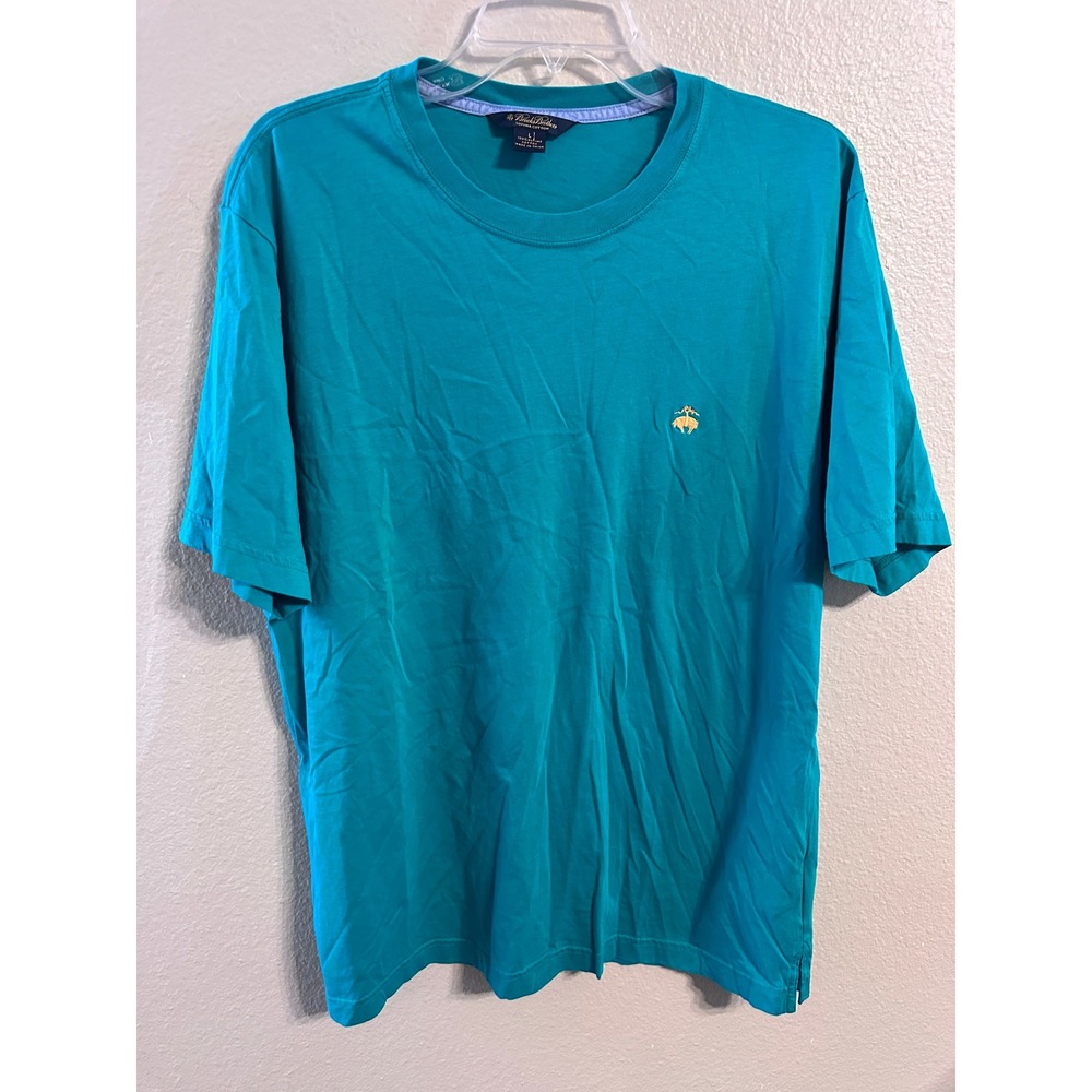 Brooks Brothers Mens T-Shirt Large Teal Supima Cotton Crew Neck Short‎ Sleeve